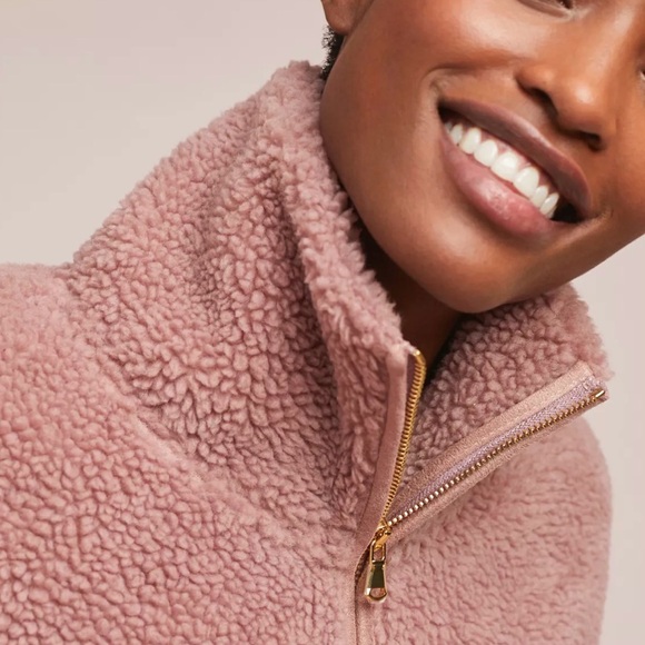 Varley Dusty Rose Teddy Sherpa Fleece Zip Jacket - Picture 3 of 5